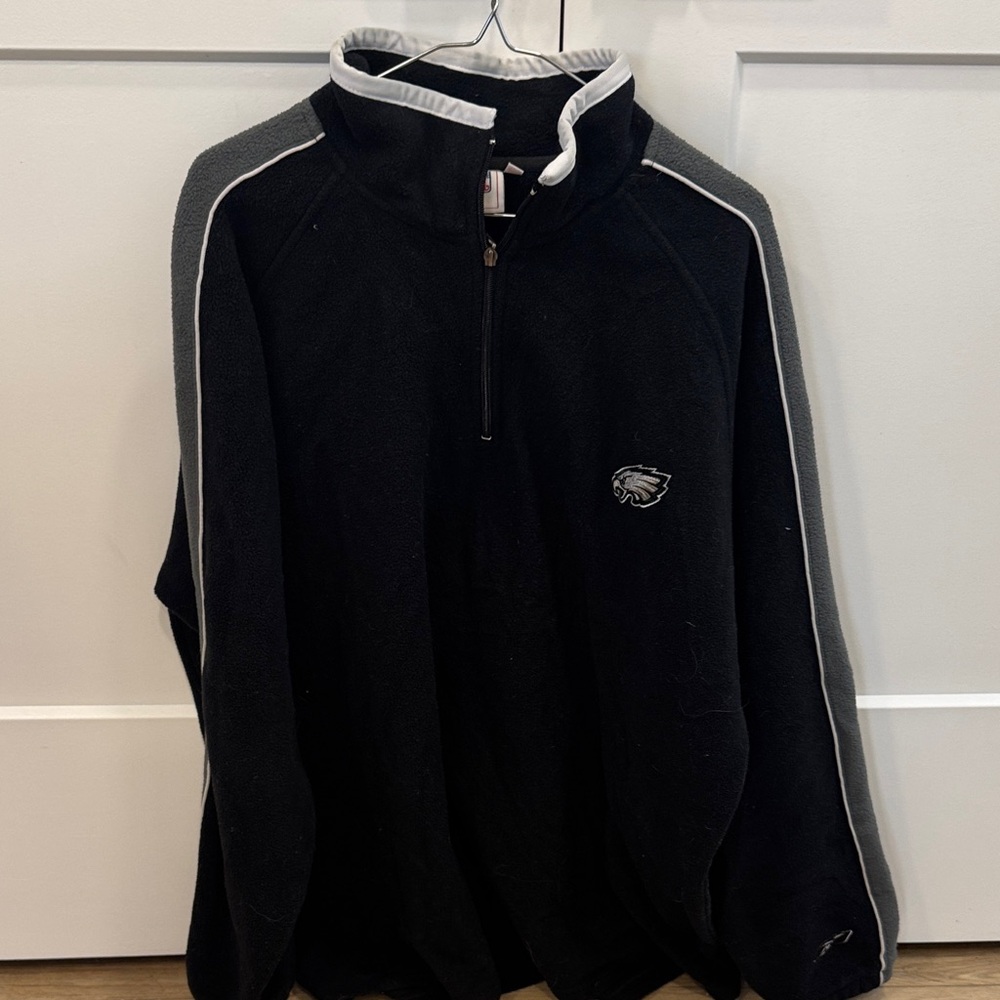 Reebok Black and Gray Philadelphia Eagles 1/4 zip fleece jacket